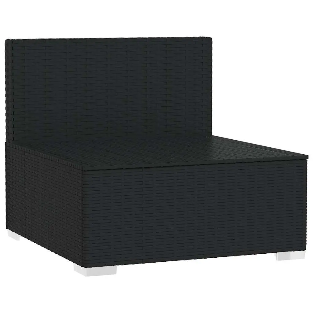 Outdoor Sectional Middle Sofa Black PE Rattan Modular Garden Furniture
