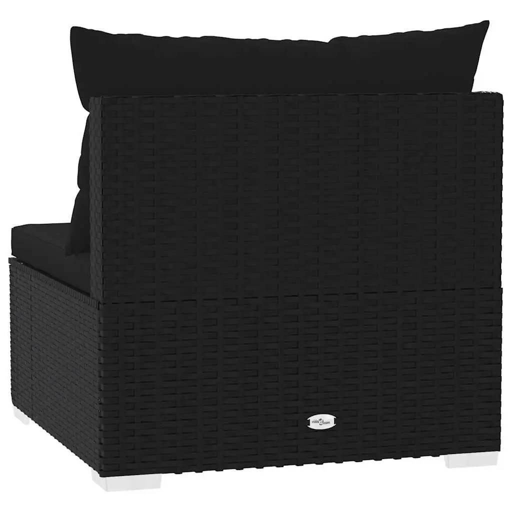 Outdoor Sectional Middle Sofa Black PE Rattan Modular Garden Furniture