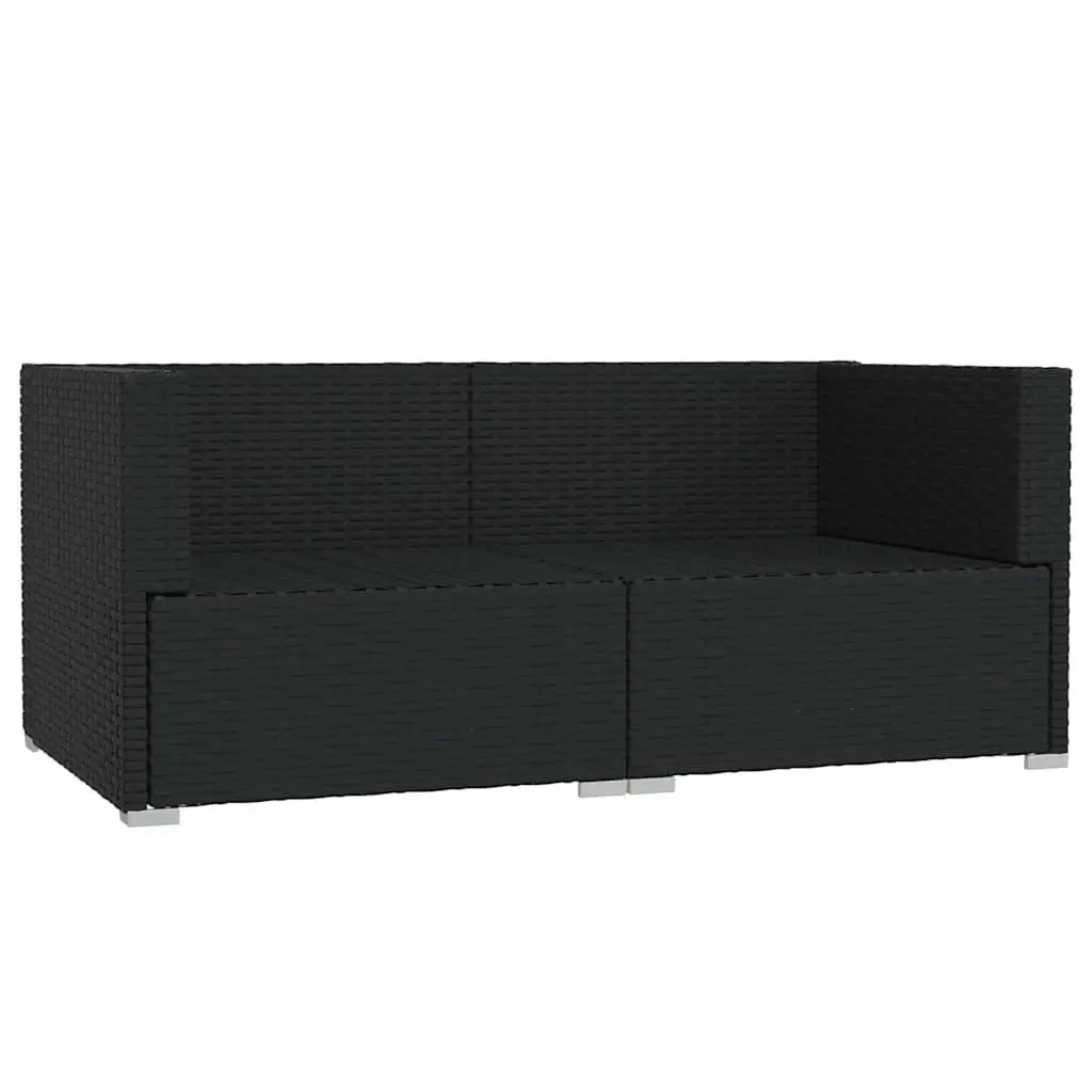 2-Seater Outdoor Sofa Waterproof PE Rattan Modular Black Steel Frame with Cushions