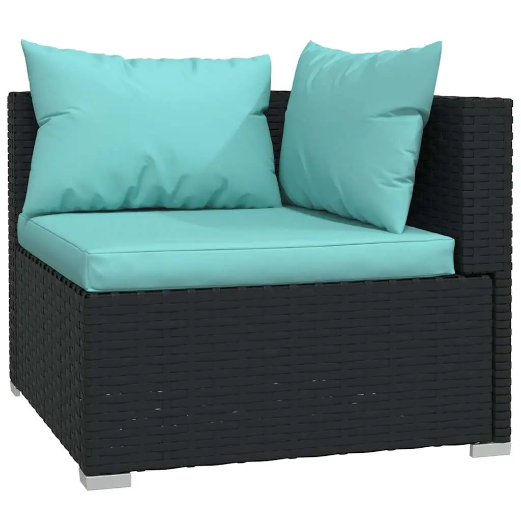 2-Seater Outdoor Sofa Waterproof PE Rattan Modular Black Steel Frame with Cushions