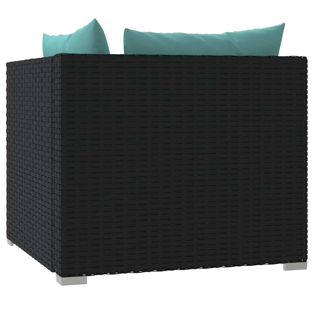 2-Seater Outdoor Sofa Waterproof PE Rattan Modular Black Steel Frame with Cushions