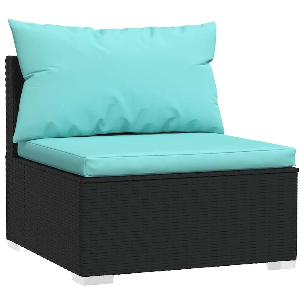 Garden Lounge Set 4 Piece Outdoor Patio Furniture Black Rattan Sofa with