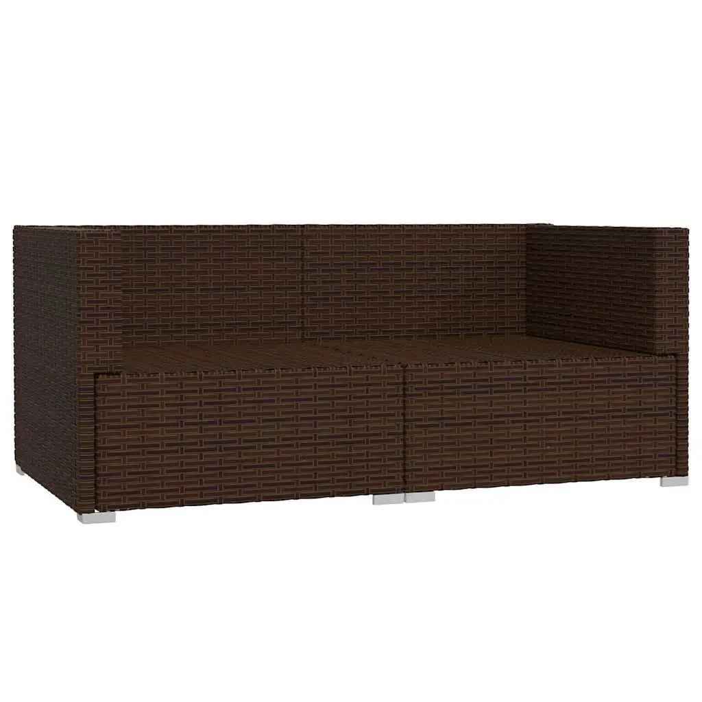 2-Seater Outdoor Sofa PE Rattan Brown with Cushions Garden Patio Furniture Set