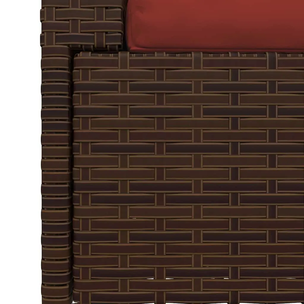 2-Seater Outdoor Sofa PE Rattan Brown with Cushions Garden Patio Furniture Set
