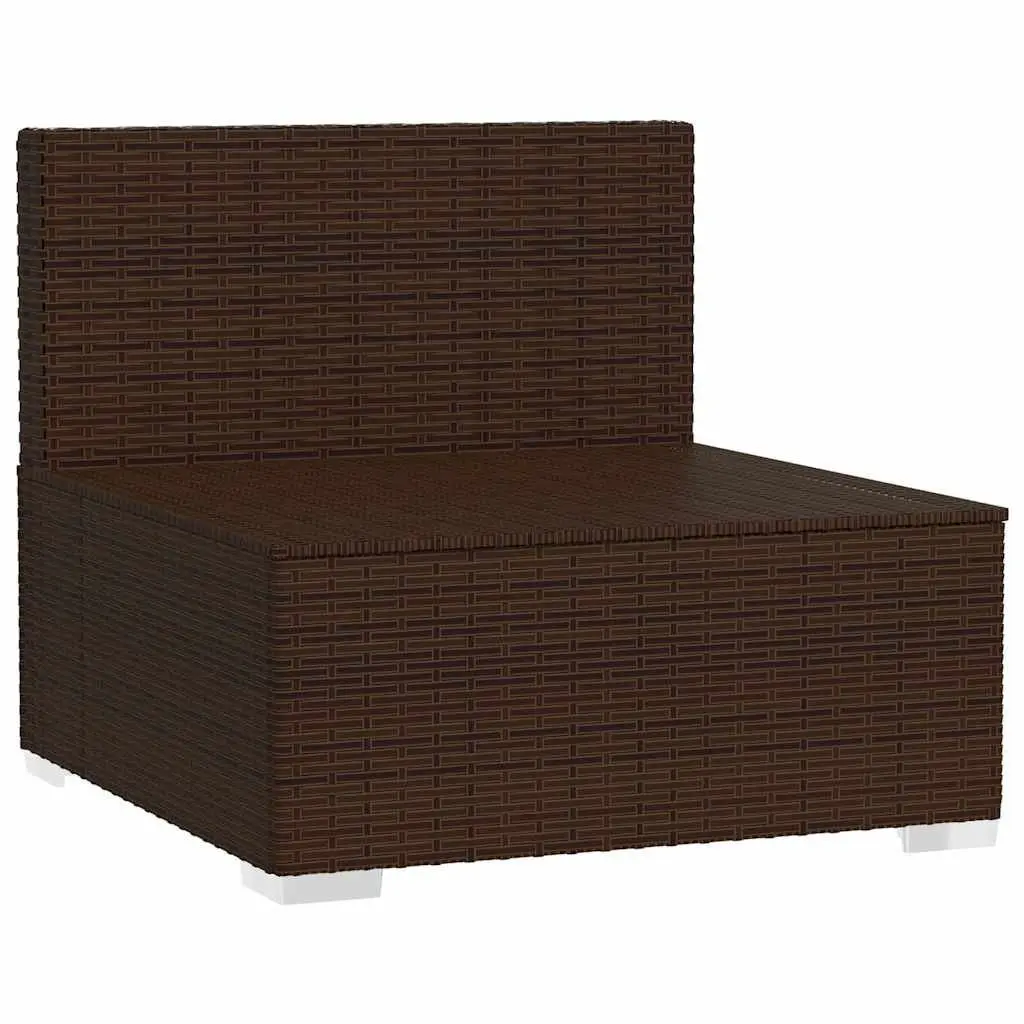 Garden Middle Sofa Modular Outdoor Sectional Seat with Cushions Brown Rattan