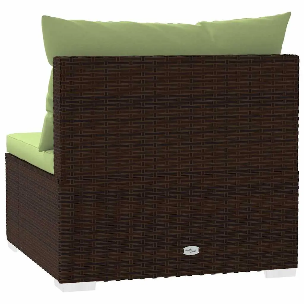 Garden Middle Sofa Modular Outdoor Sectional Seat with Cushions Brown Rattan