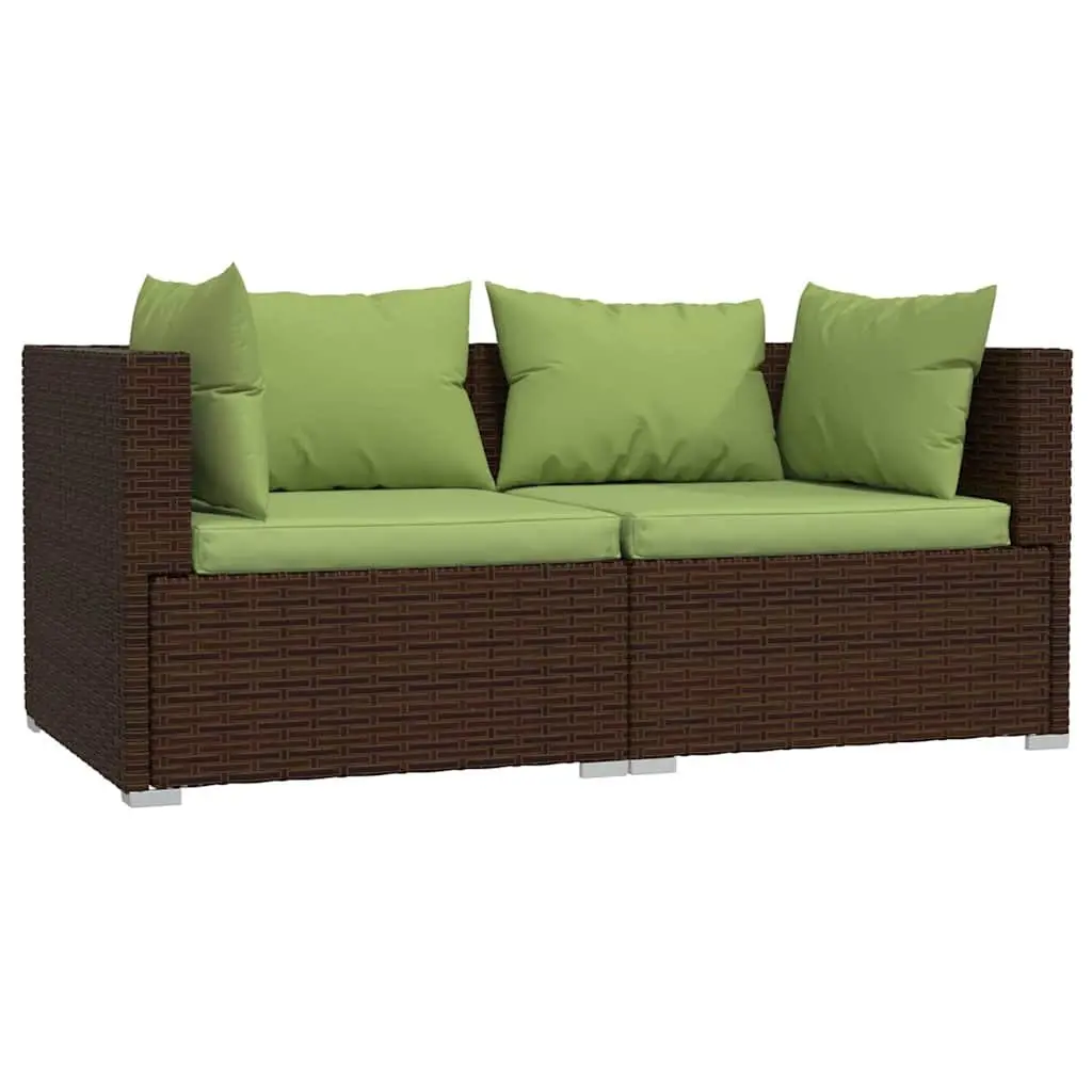 3 Piece Brown Rattan Garden Lounge Set