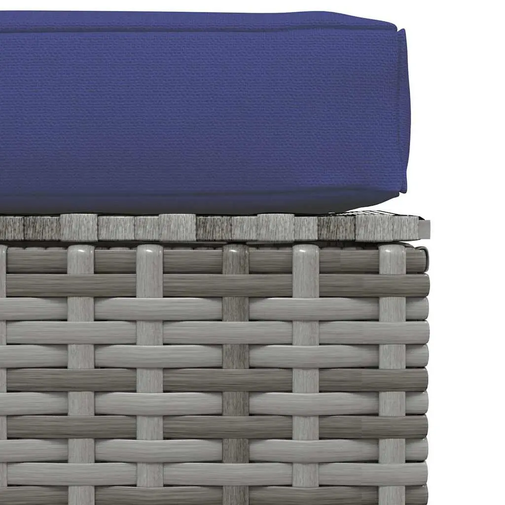 Garden Footrest with Cushion Grey Outdoor Sectional Modular Patio Pouffe