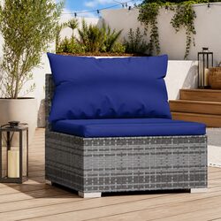 Garden Middle Sofa with Cushions Grey Outdoor Sectional Modular Patio Seating