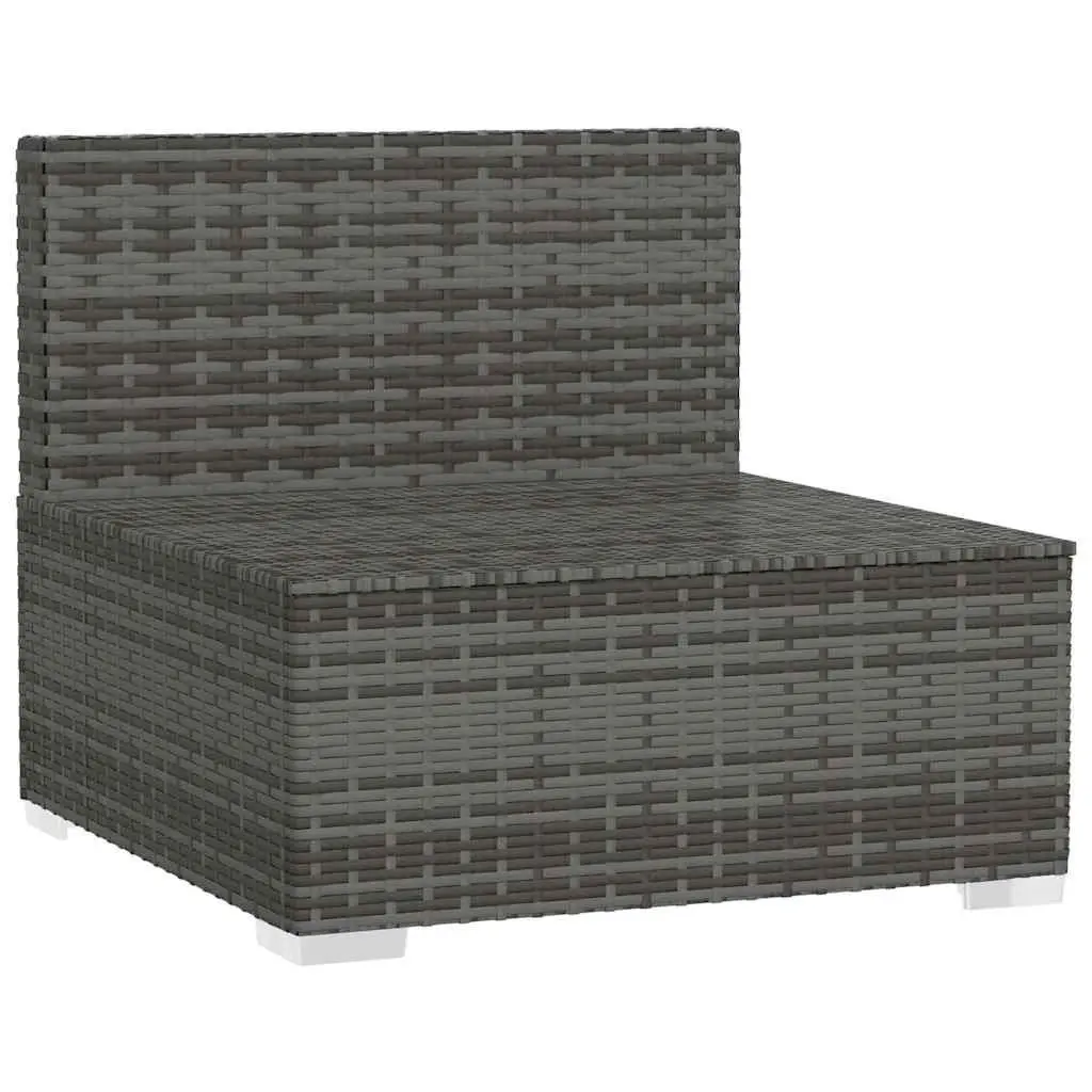 Modular Outdoor Sectional Middle Sofa Grey PE Rattan with Cushions