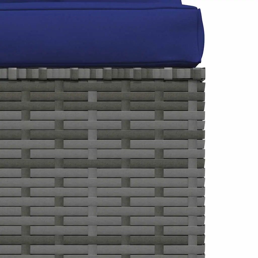 Modular Outdoor Sectional Middle Sofa Grey PE Rattan with Cushions