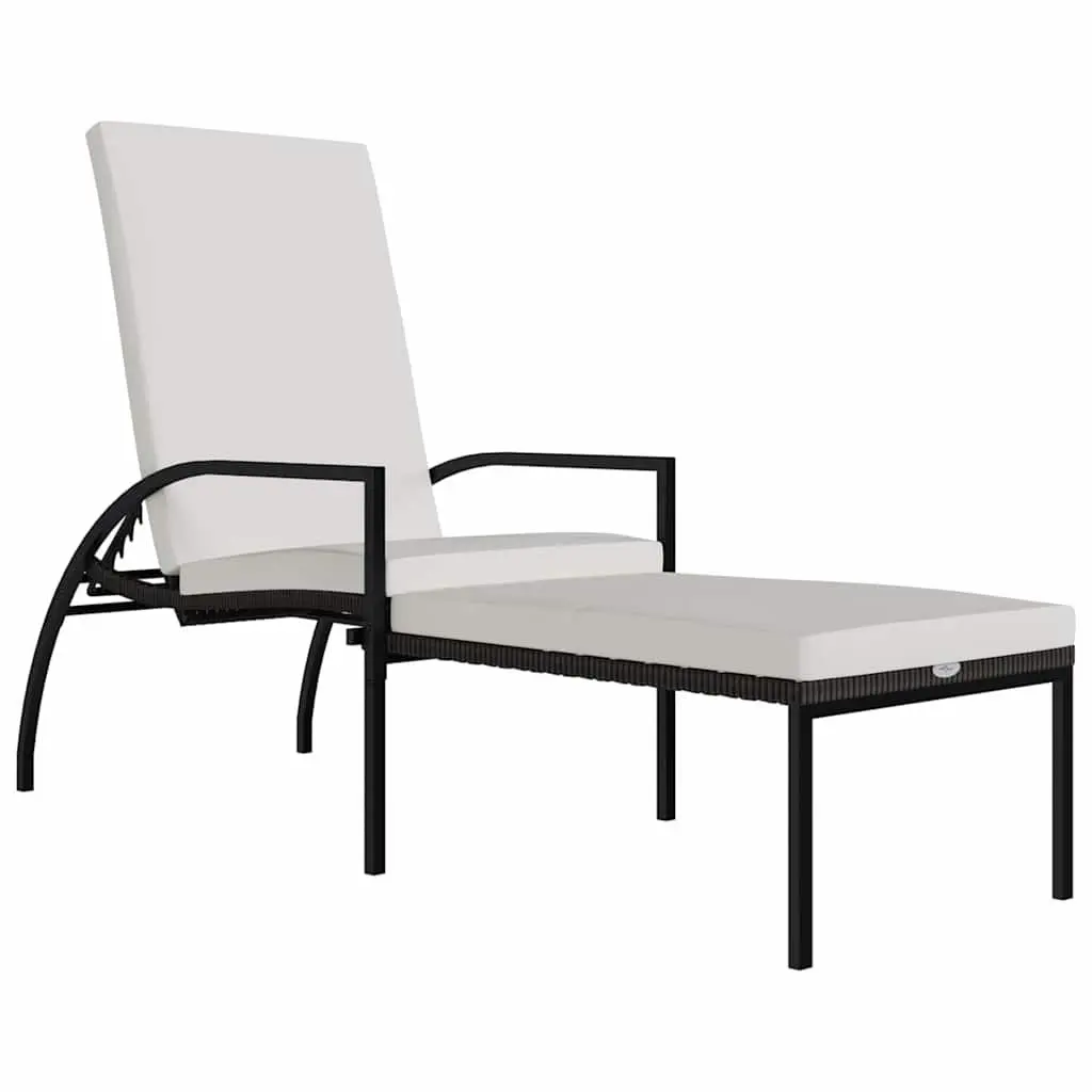 Sun Lounger Steel Frame Adjustable Backrest Brown Outdoor Lounge Chair
