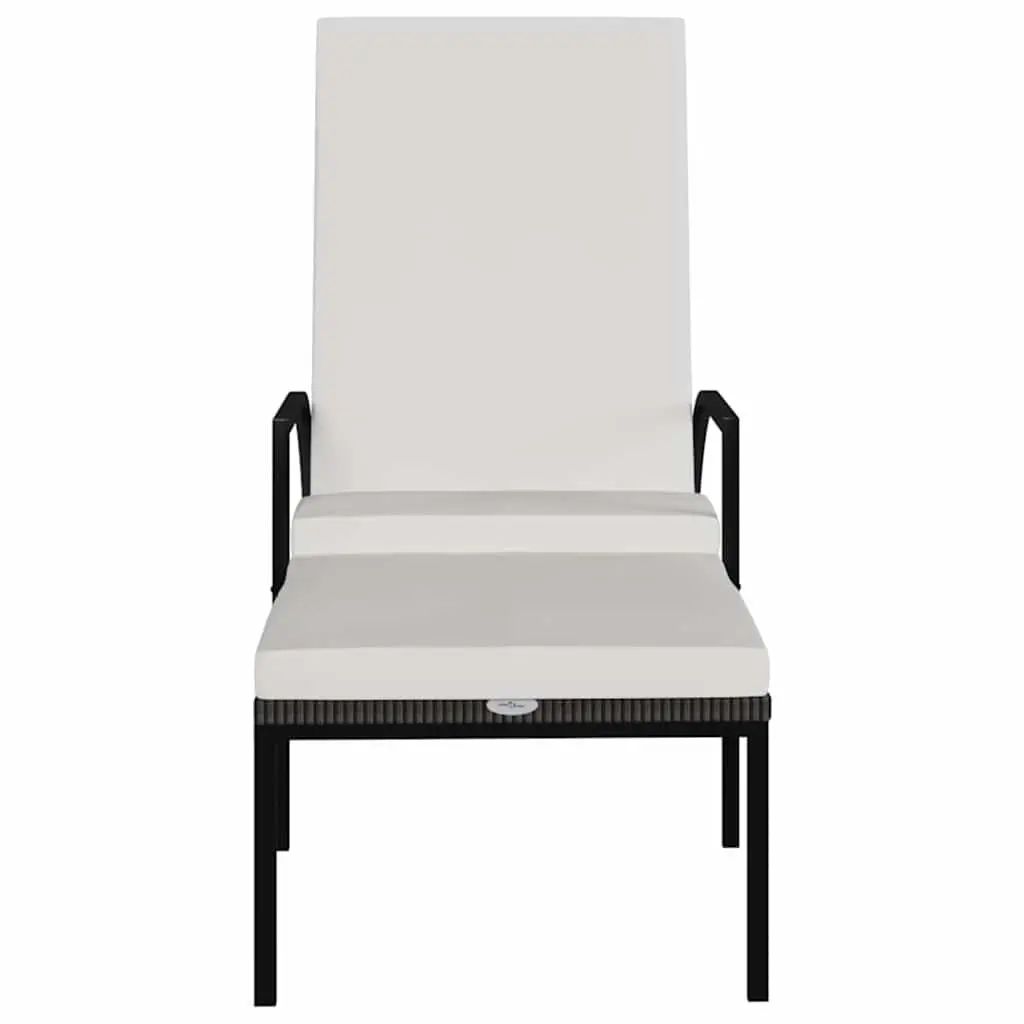 Sun Lounger Steel Frame Adjustable Backrest Brown Outdoor Lounge Chair