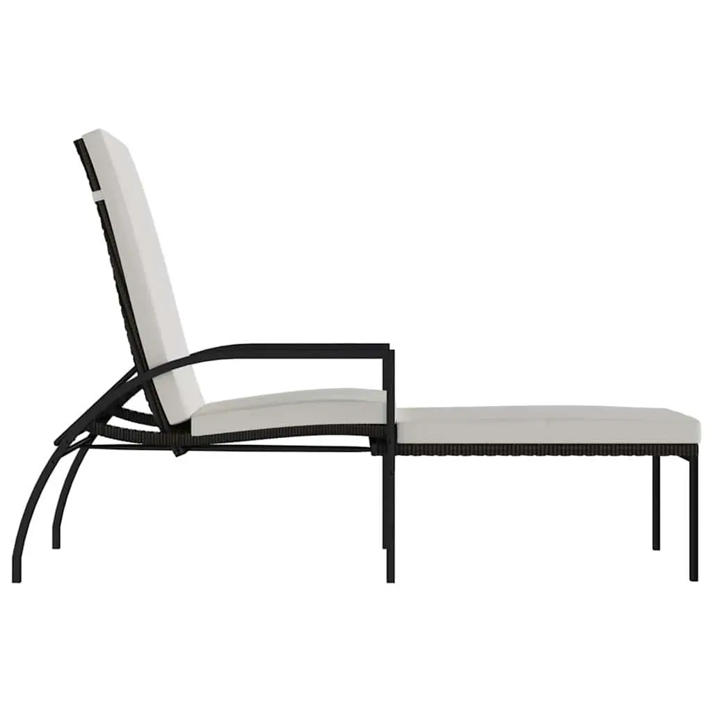 Sun Lounger Steel Frame Adjustable Backrest Brown Outdoor Lounge Chair
