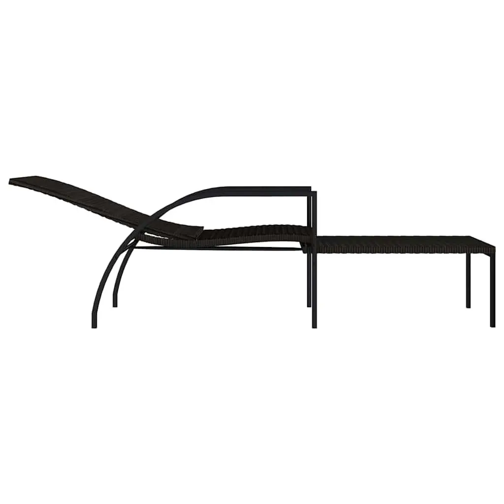 Sun Lounger Steel Frame Adjustable Backrest Brown Outdoor Lounge Chair