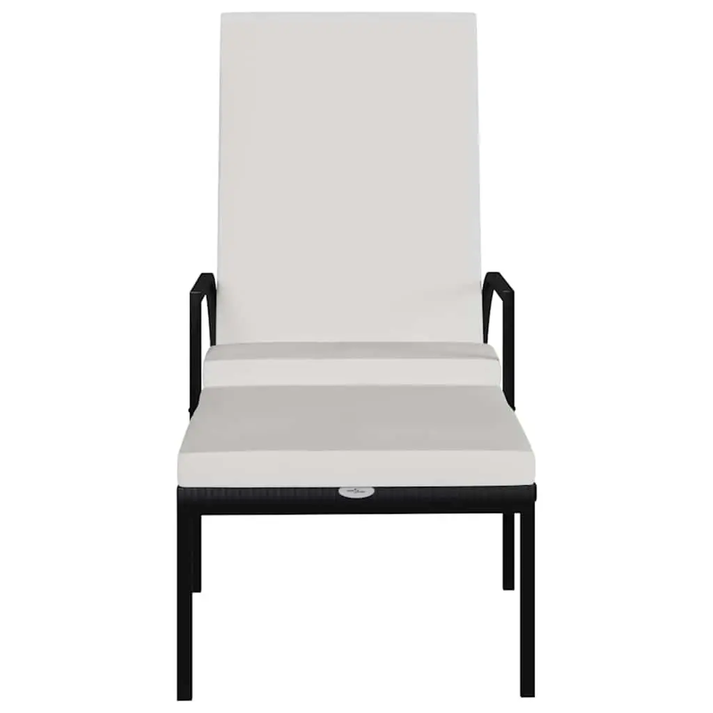 Sun Lounger Steel Frame Adjustable Backrest Integrated Footrest Black