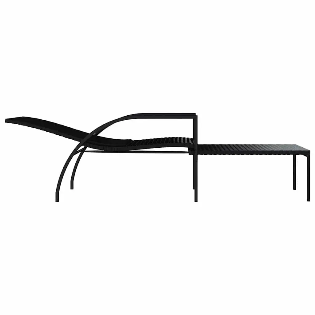 Sun Lounger Steel Frame Adjustable Backrest Integrated Footrest Black