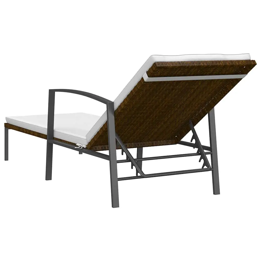 Adjustable Backrest Sun Lounger Steel Frame Brown Garden Outdoor Patio Chair