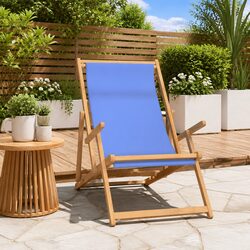 Folding Beach Chair Solid Teak Wood Outdoor Garden Deck Chair Adjustable