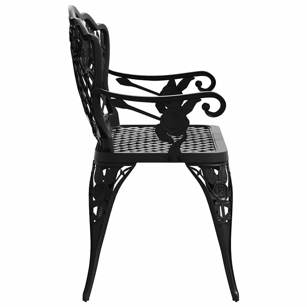 Outdoor Garden Bench Cast Aluminium 108cm Black Ornate Decorative