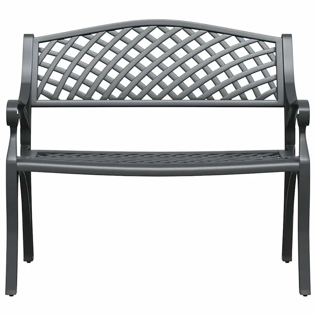 Outdoor Garden Bench Cast Aluminium 102cm Black Patio Seating