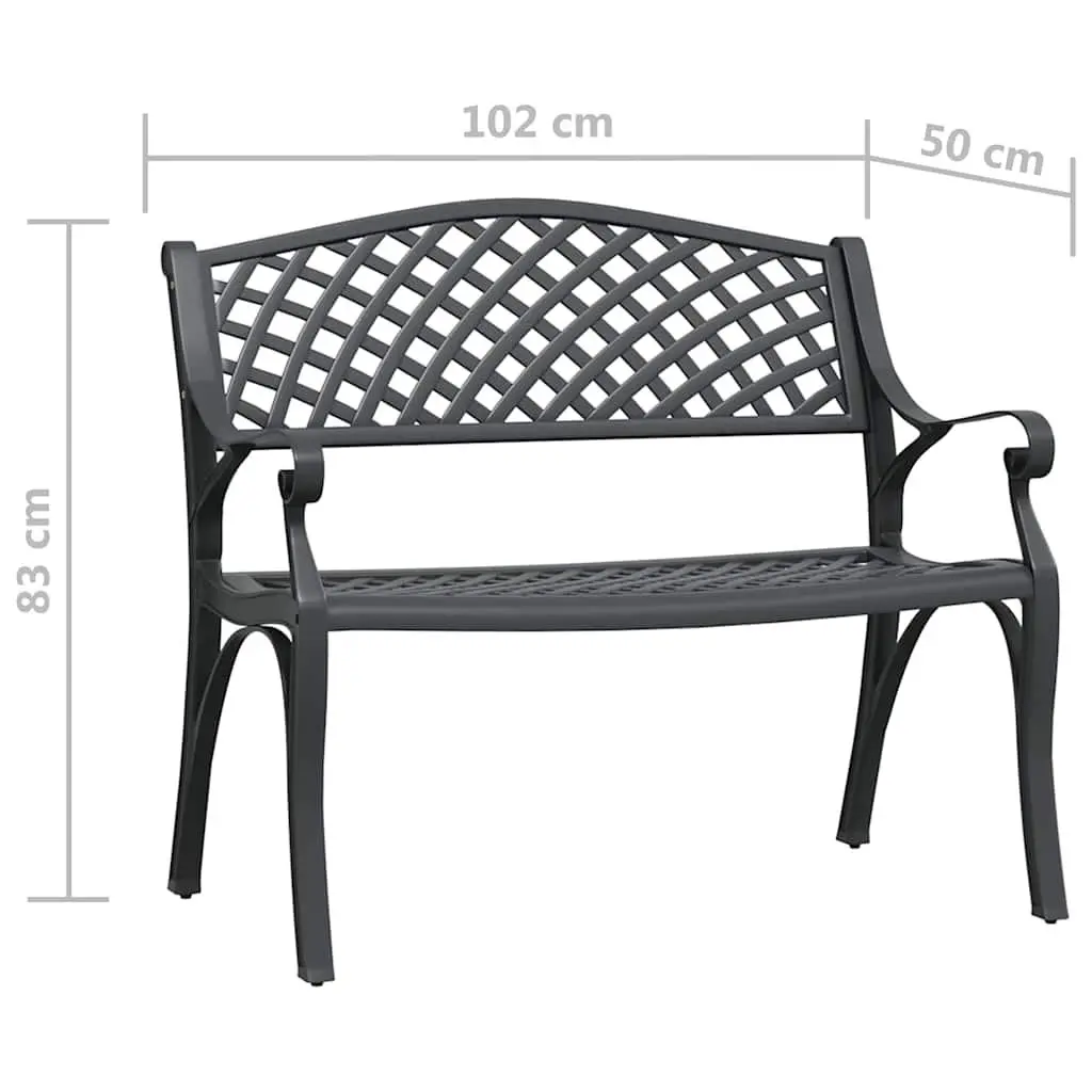 Outdoor Garden Bench Cast Aluminium 102cm Black Patio Seating