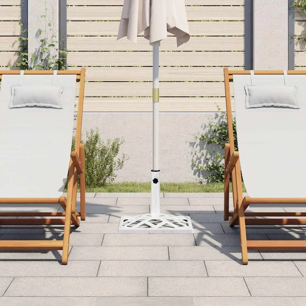 Umbrella Base Cast Iron 44x44x31cm White Heavy Duty Outdoor Garden Patio Stand