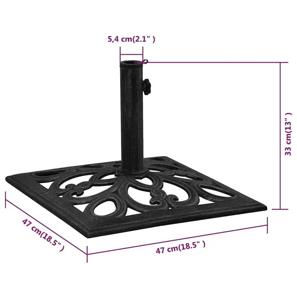 Heavy Duty Umbrella Base Cast Iron Black Outdoor Stand for Garden Patio 47x47x33cm