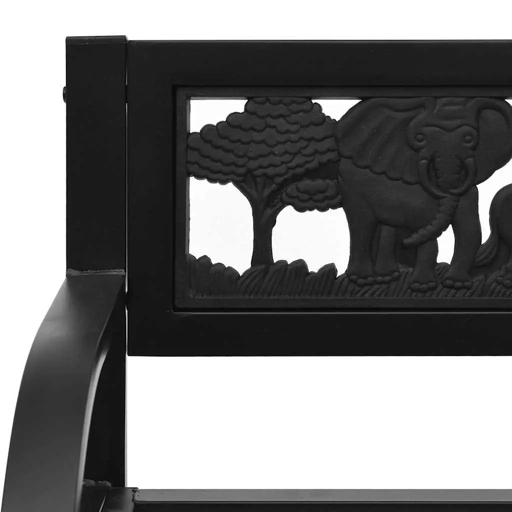 Children Outdoor Bench Steel Frame Black 86cm with Backrest