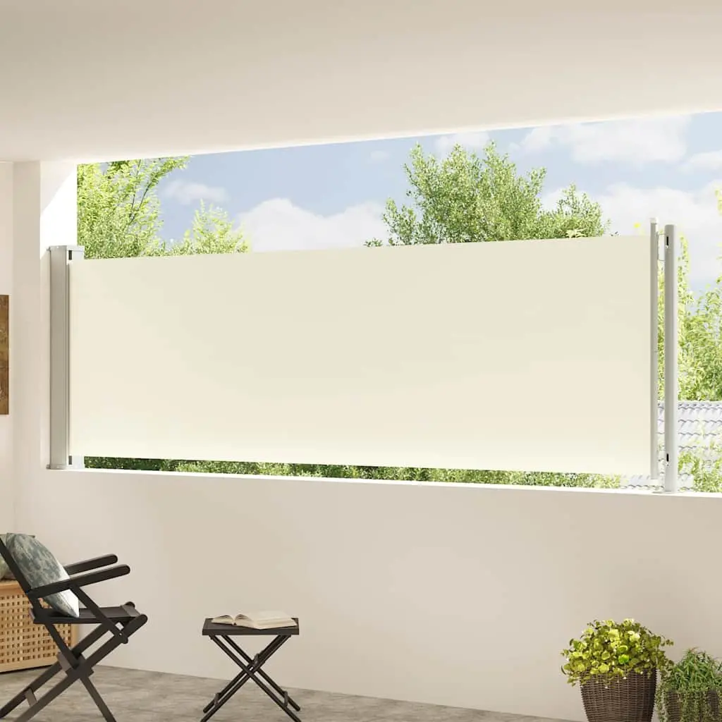 Retractable Side Awning Cream 117cm x 600cm Outdoor Privacy Screen Shade