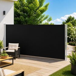 Practical Retractable Side Awning for Your Patio, 180x600cm Black