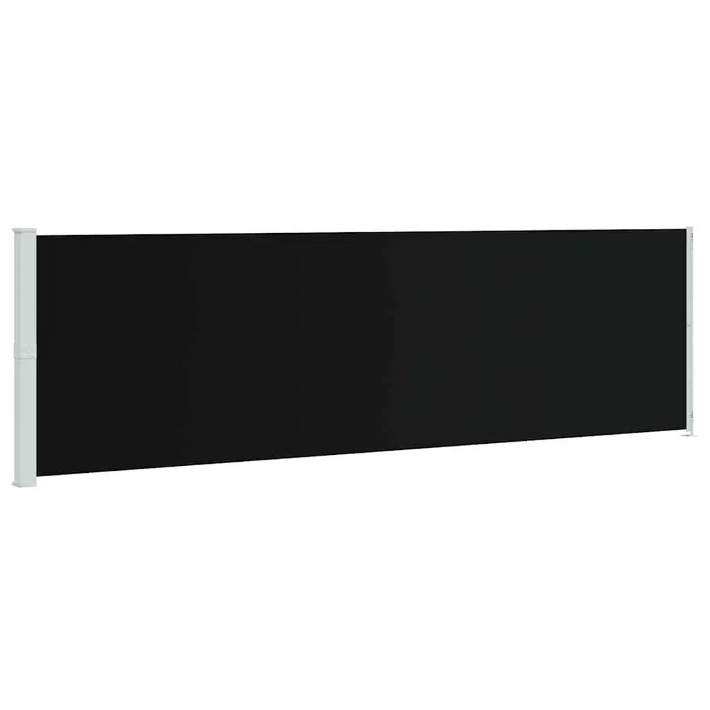 Retractable Side Awning Black UV Tear Resistant Polyester 180x600cm Outdoor Garden Shade Screen