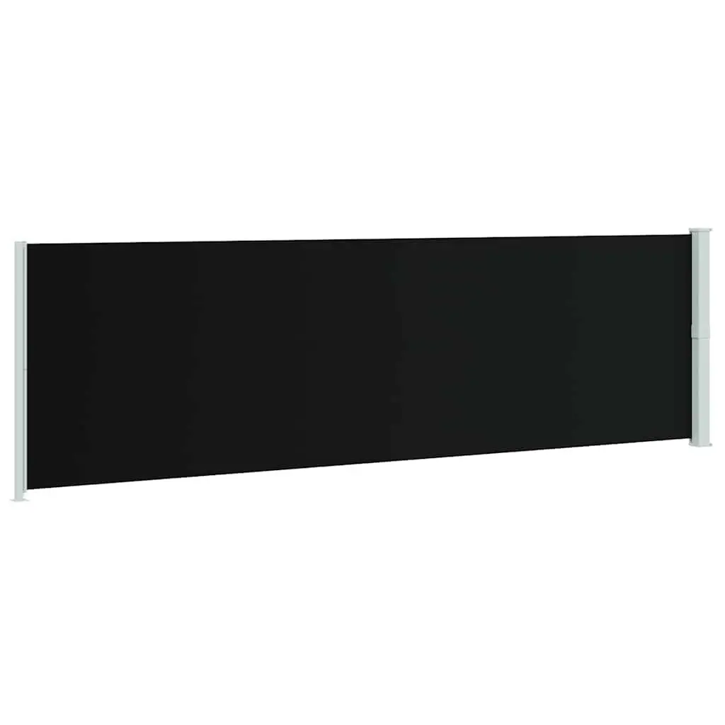 Retractable Side Awning Black UV Tear Resistant Polyester 180x600cm Outdoor Garden Shade Screen