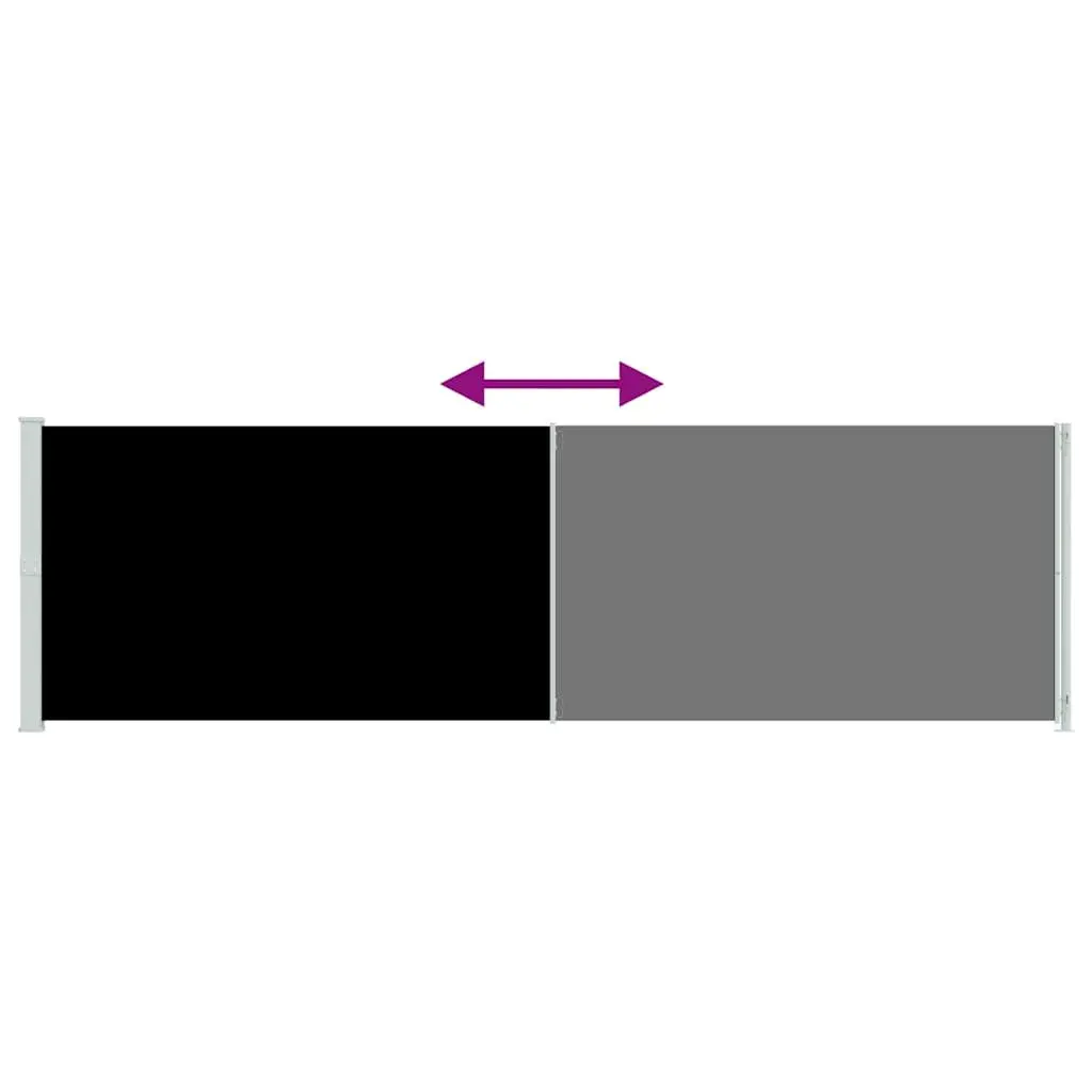 Retractable Side Awning Black UV Tear Resistant Polyester 180x600cm Outdoor Garden Shade Screen