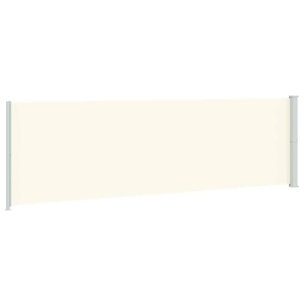 Retractable Side Awning Cream Outdoor Garden Shade Screen 180cm x 600cm for Patio and Balcony Privacy and Wind Protection