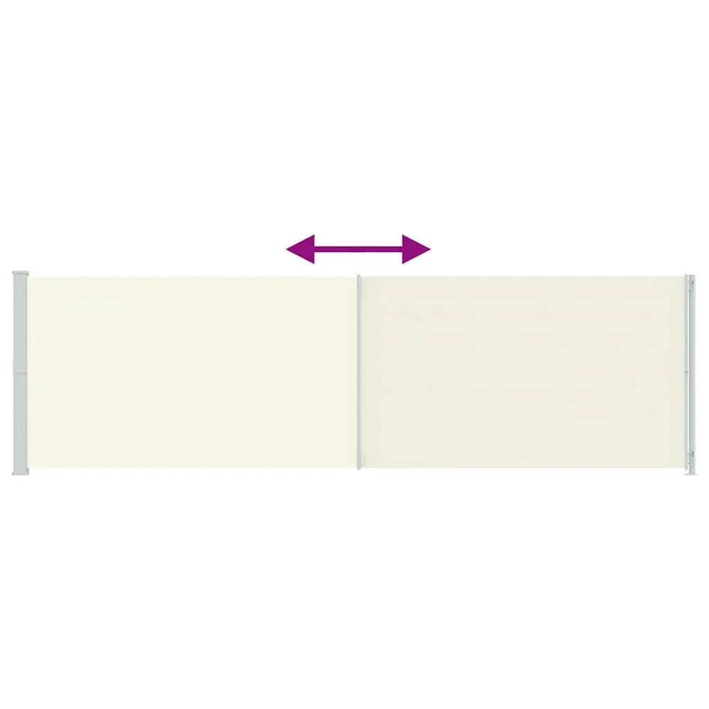 Retractable Side Awning Cream Outdoor Garden Shade Screen 180cm x 600cm for Patio and Balcony Privacy and Wind Protection