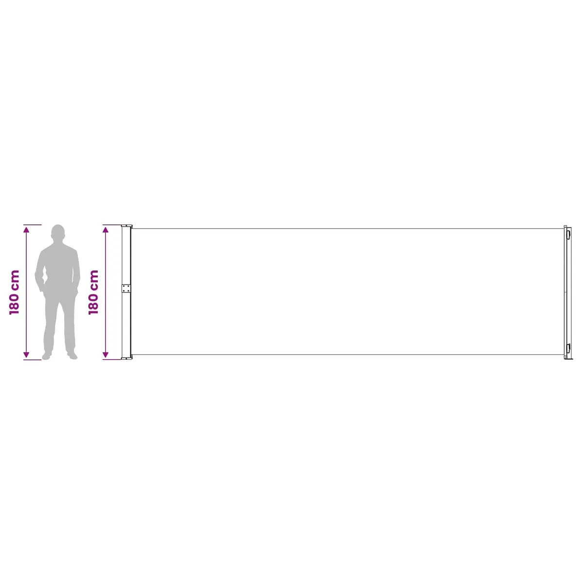 Retractable Side Awning Polyester 180 x 600 cm Grey Outdoor Garden