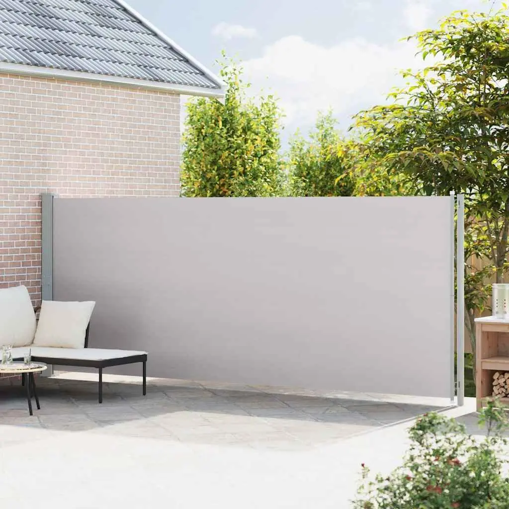 Retractable Side Awning Polyester 180 x 600 cm Grey Outdoor Garden