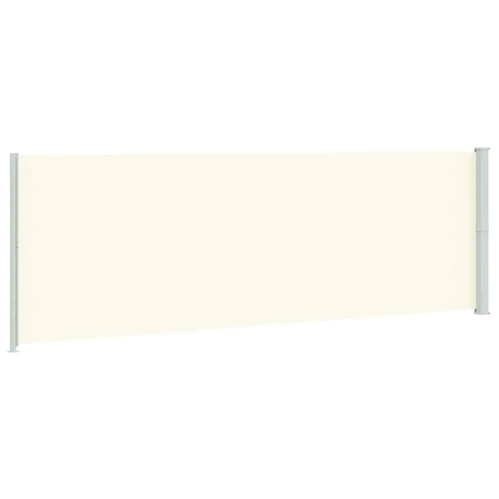 Retractable Side Awning Polyester 200x600 cm Cream Steel Base