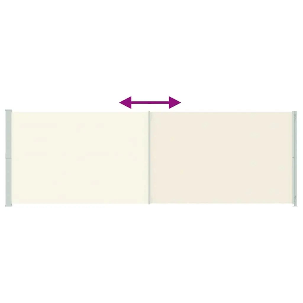 Retractable Side Awning Polyester 200x600 cm Cream Steel Base