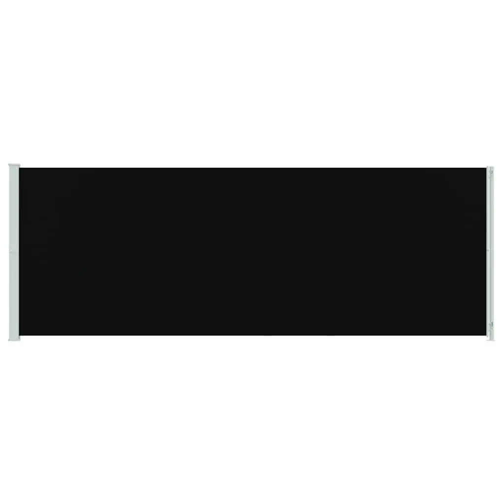 Retractable Side Awning Black Polyester 220x600cm Outdoor Privacy Screen for Patio and Balcony