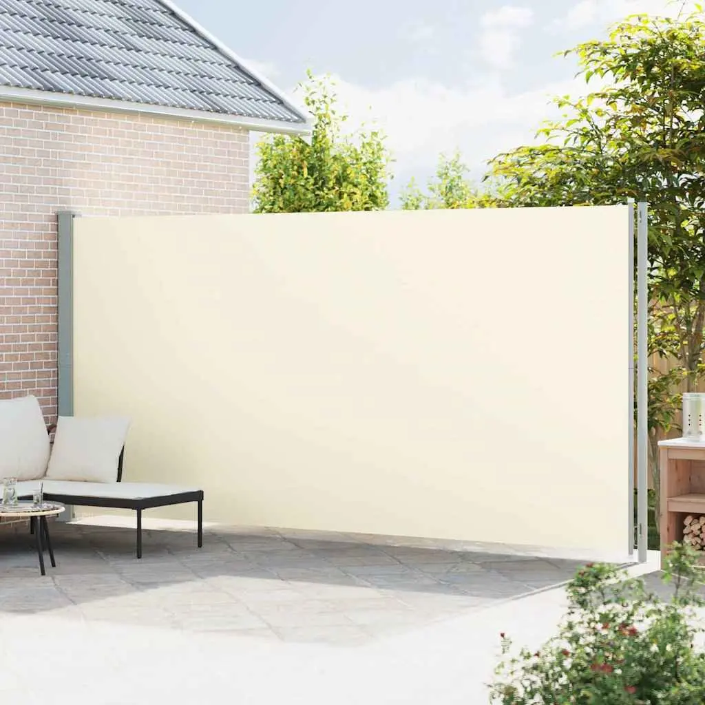 Retractable Awning Outdoor Privacy Screen Cream Polyester 220cm x 600cm for Patio Balcony Sunshade