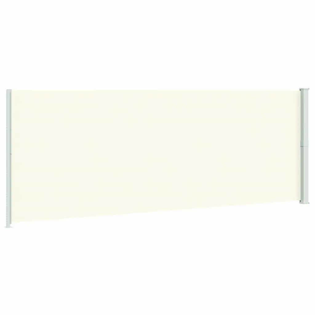 Retractable Awning Outdoor Privacy Screen Cream Polyester 220cm x 600cm for Patio Balcony Sunshade