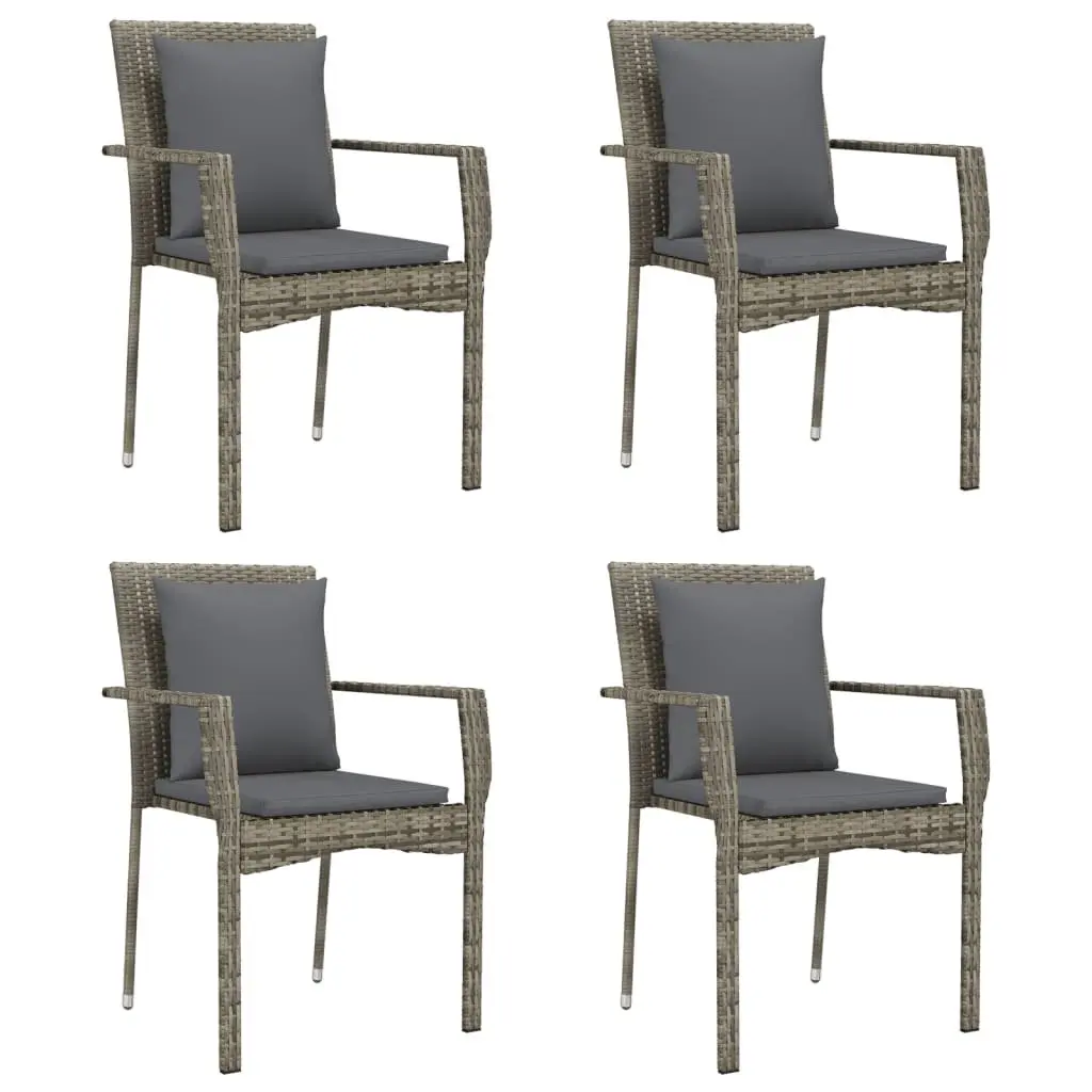 Garden Dining Set 5 Piece Grey Rattan Outdoor Patio Furniture with Cushions