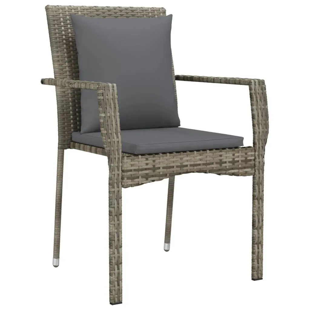 Garden Dining Set 5 Piece Grey Rattan Outdoor Patio Furniture with Cushions