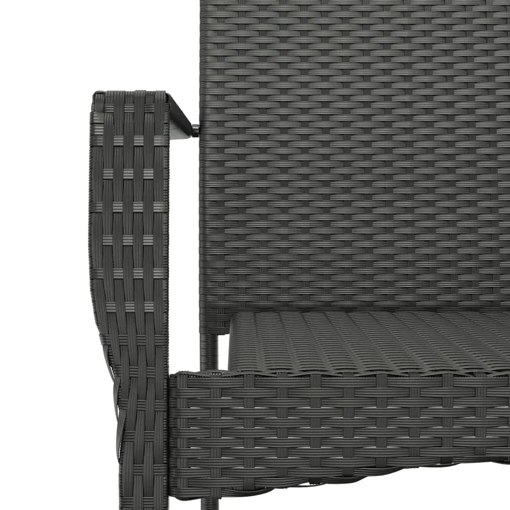 Garden Dining Set 3 Piece Outdoor Patio Furniture Black PE Rattan Steel Frame Tempered Glass