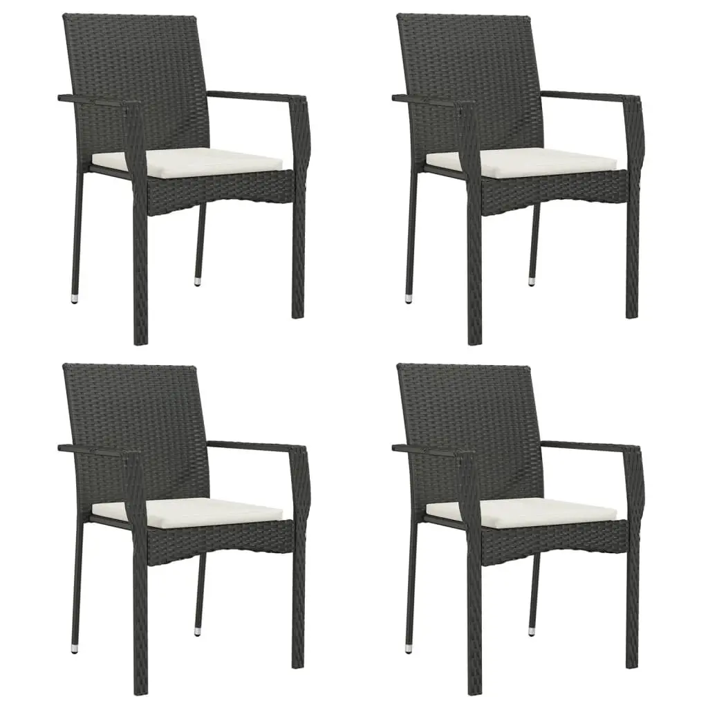 Garden Dining Set 5 Piece Outdoor Patio Furniture Black PE Rattan Steel Table