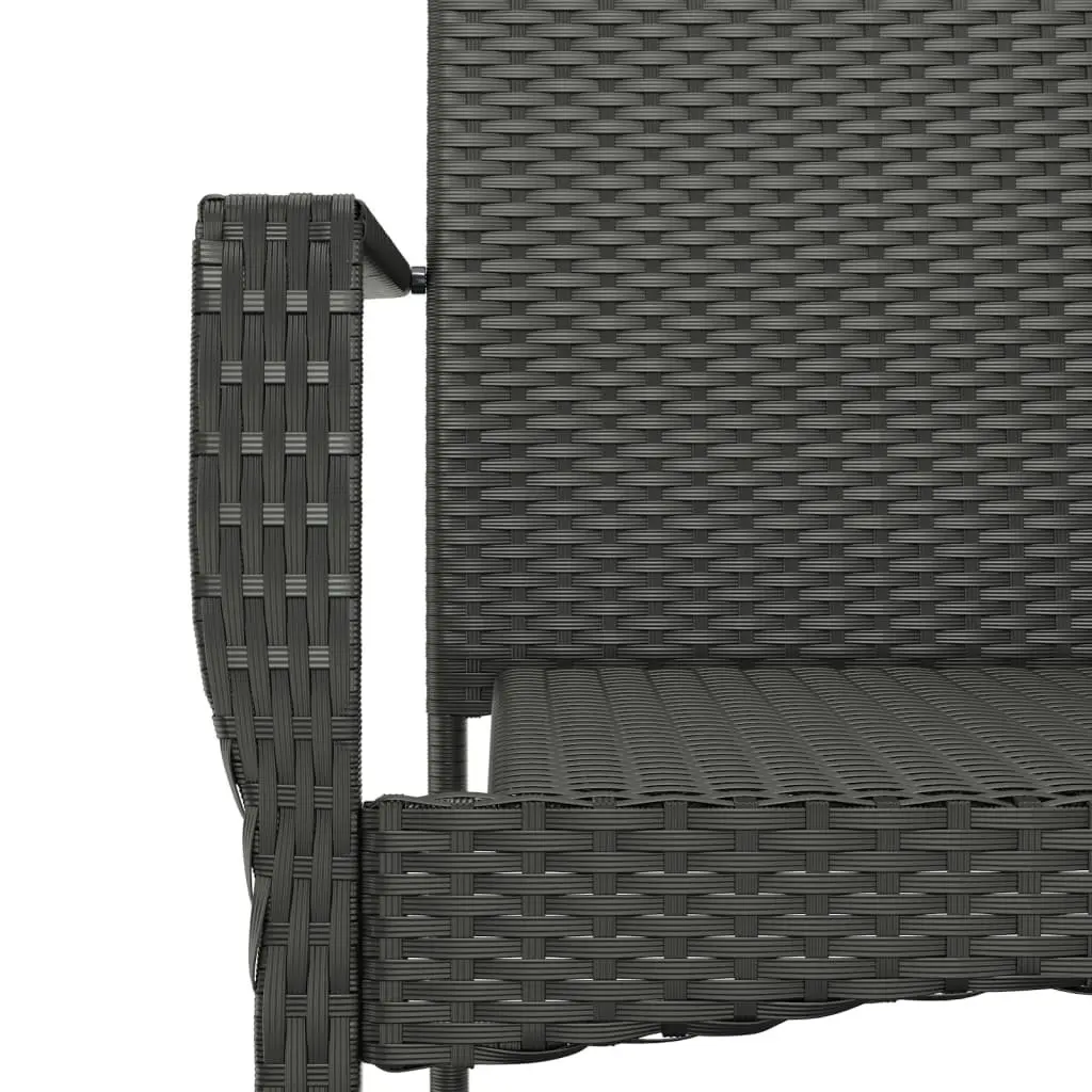 Garden Dining Set 5 Piece Outdoor Patio Furniture Black PE Rattan Steel Table