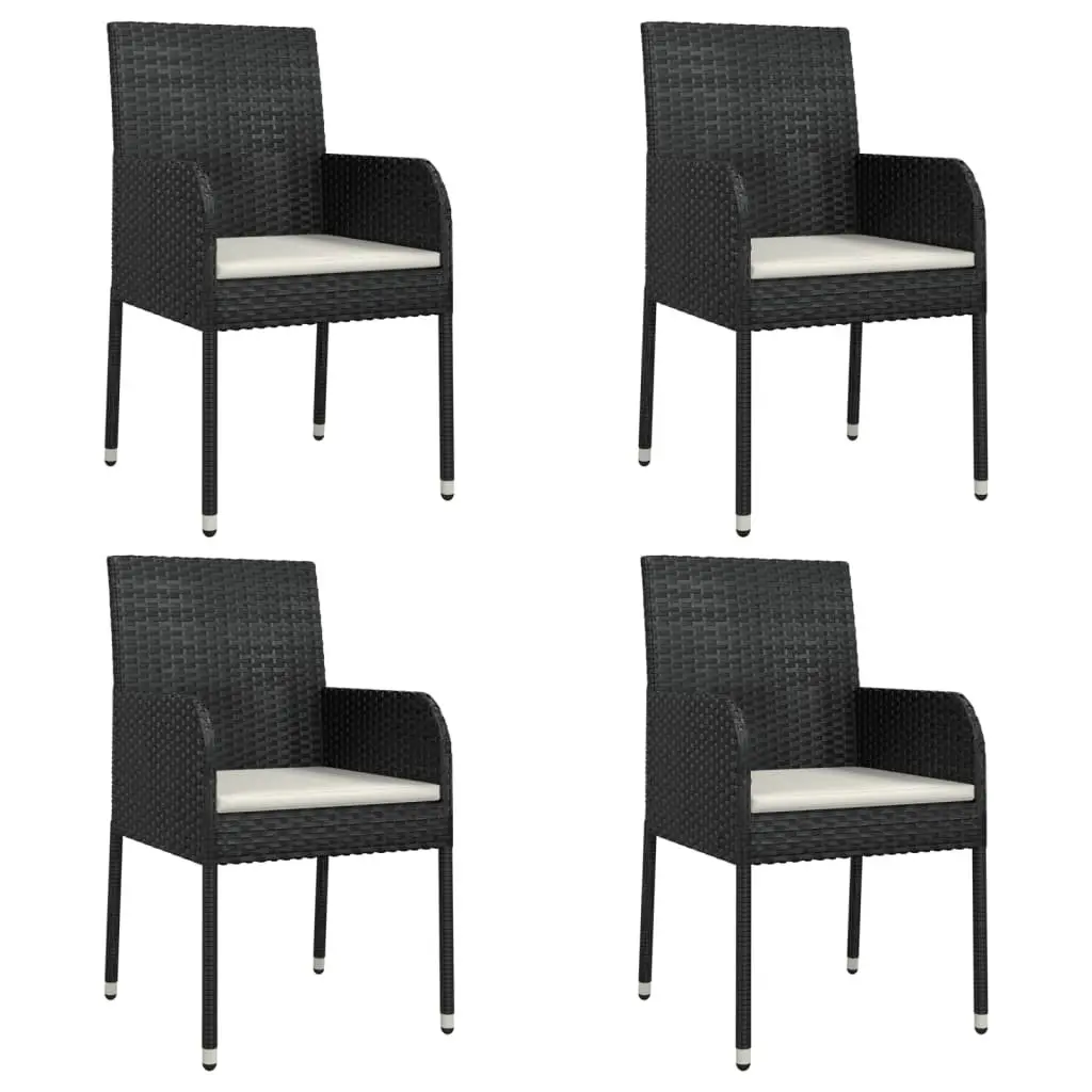 5 Piece Garden Dining Set Poly Rattan Black Outdoor Furniture Chairs Table