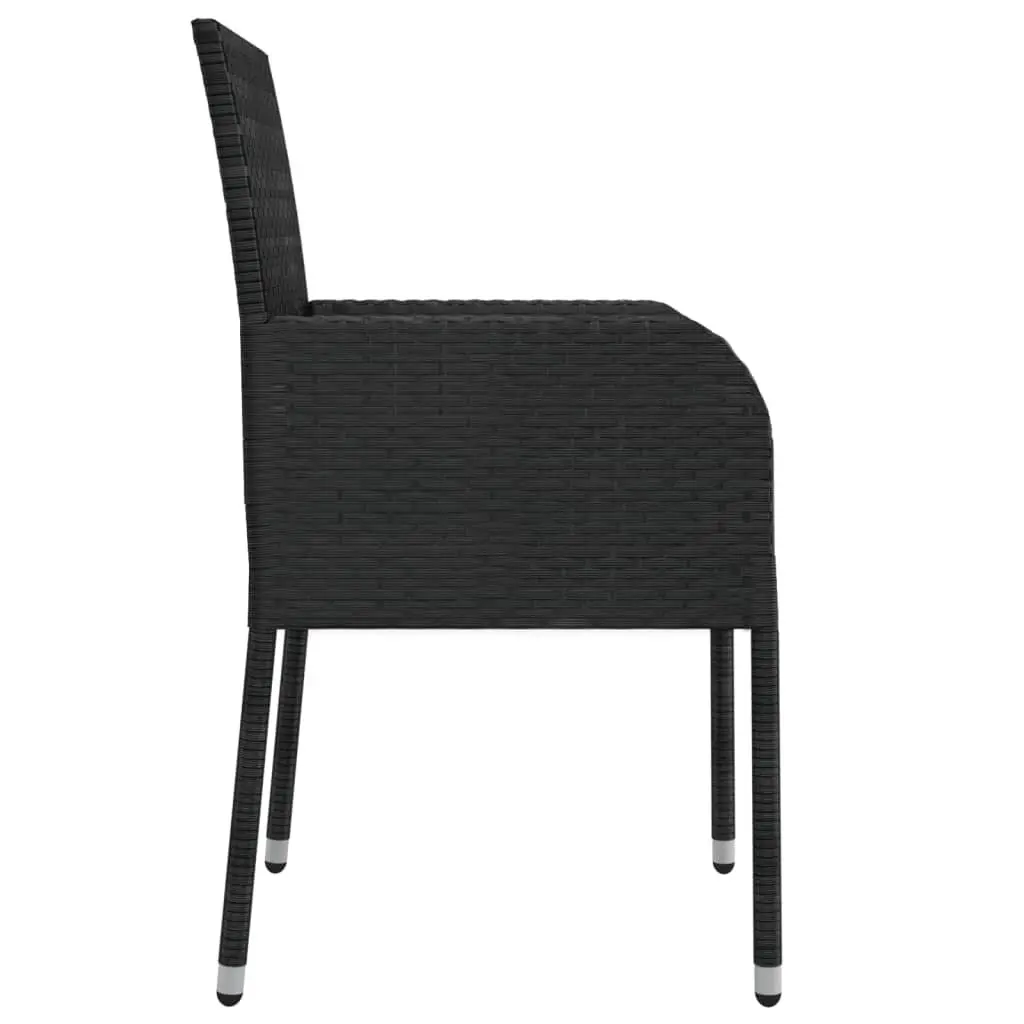 5 Piece Garden Dining Set Poly Rattan Black Outdoor Furniture Chairs Table